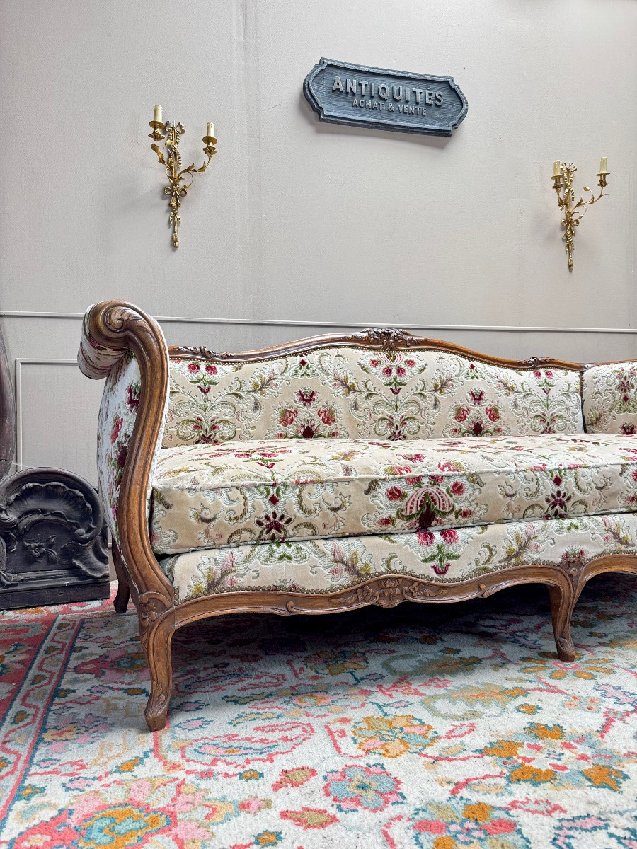 Cross Bed Known As “turkish” In Walnut, Louis XV Style, 19th Century -photo-7