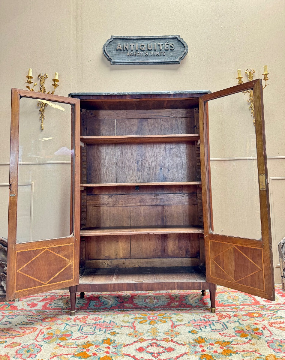 E. Bourdot Showcase In Louis XVI Marquetry Stamped XVIII Eme Century -photo-1
