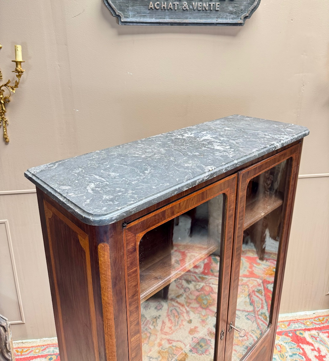 E. Bourdot Showcase In Louis XVI Marquetry Stamped XVIII Eme Century -photo-2