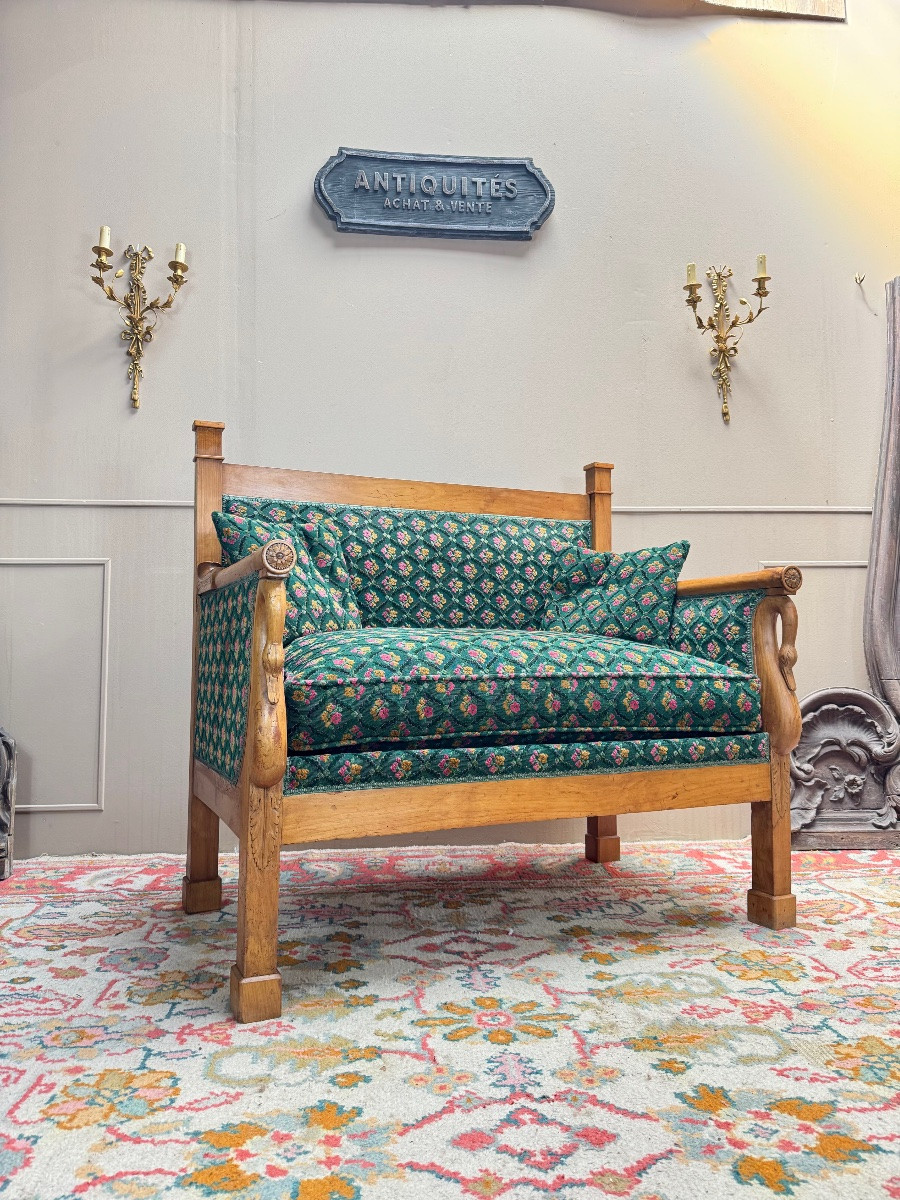 Banquette d’applique en merisier d’époque empire XIX eme siècle -photo-2