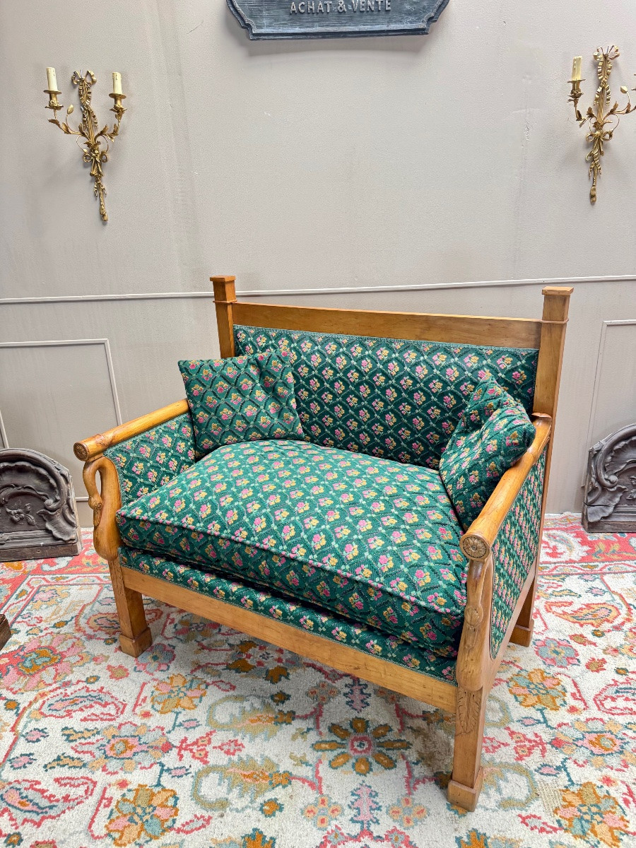 Banquette d’applique en merisier d’époque empire XIX eme siècle -photo-4