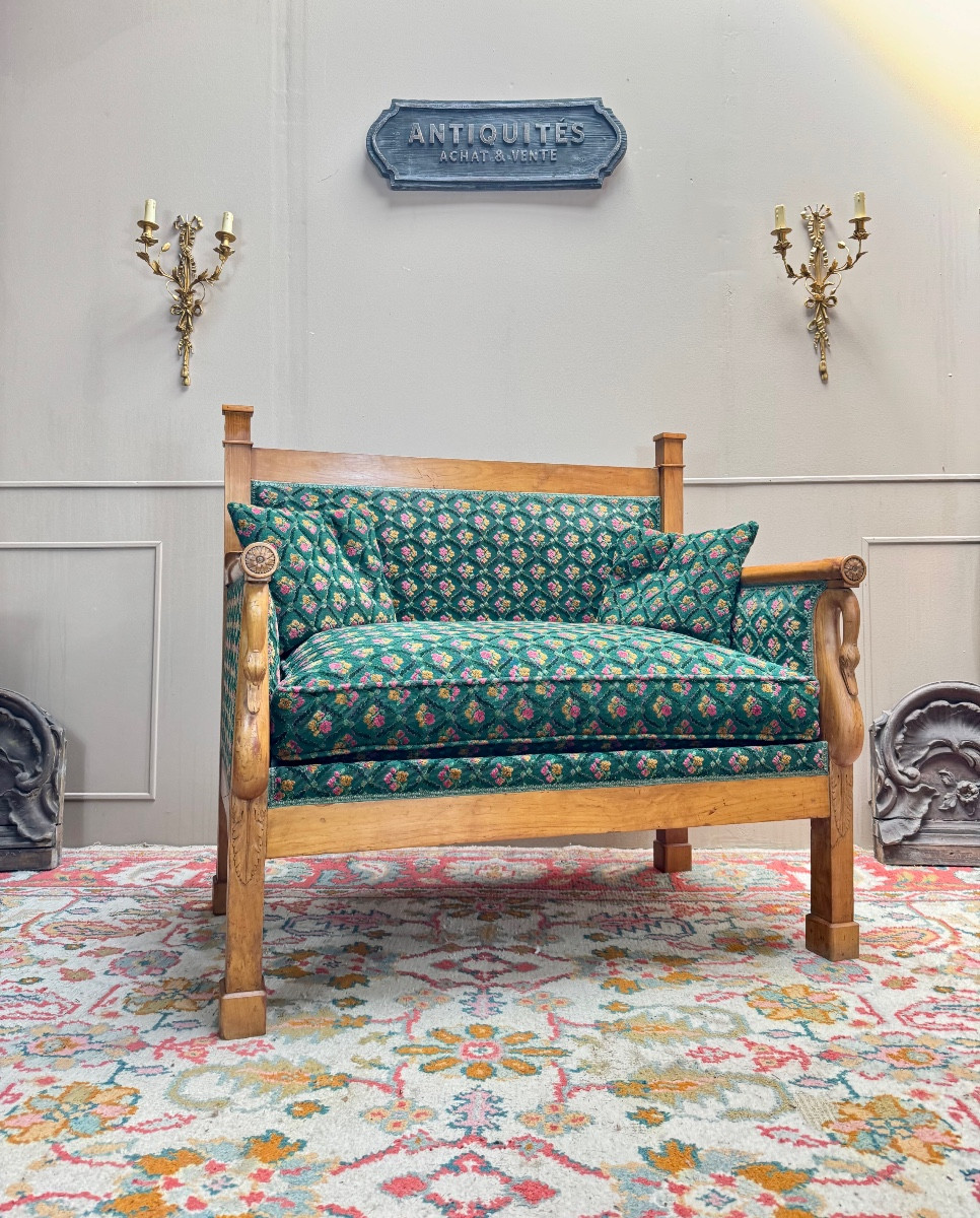 Banquette d’applique en merisier d’époque empire XIX eme siècle 