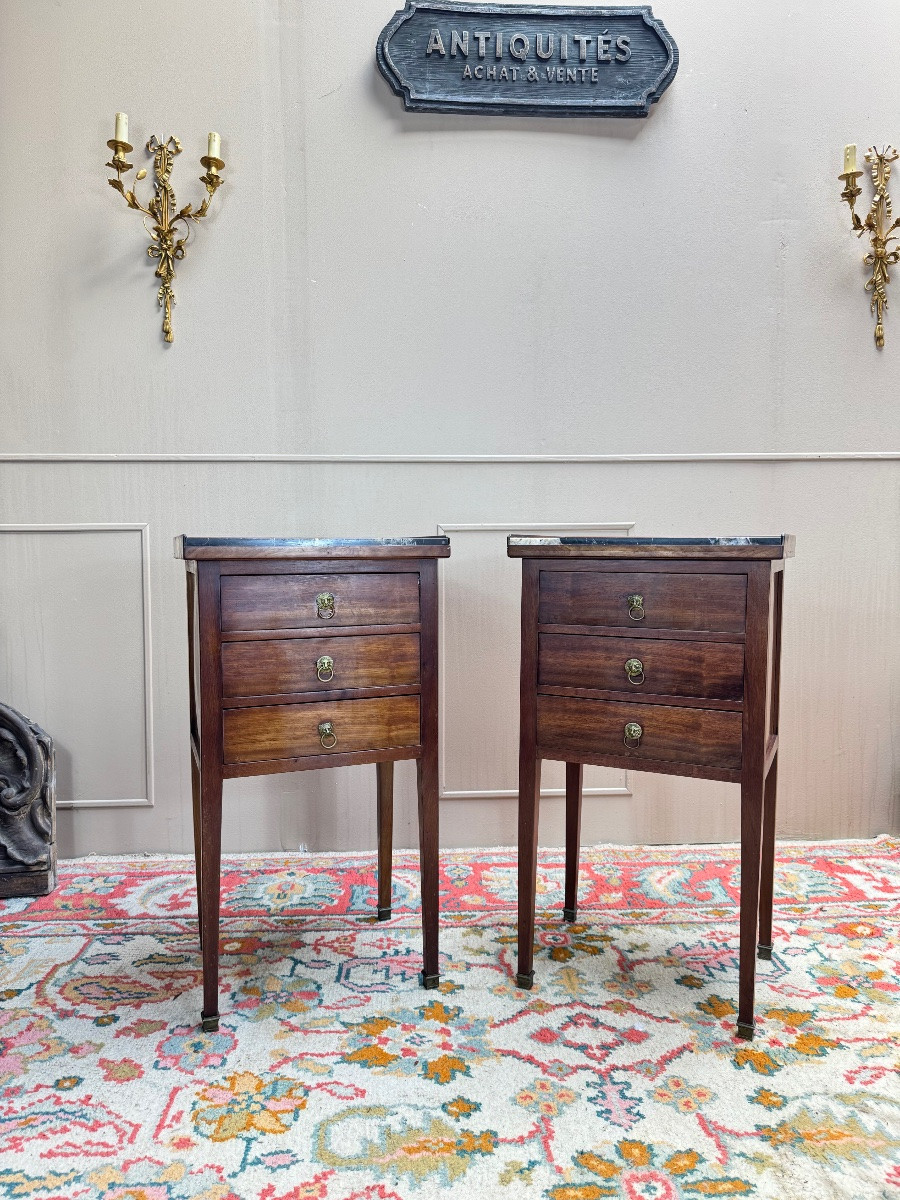 Paire de chevets en acajou de style Louis XVI XIX eme siècle -photo-2