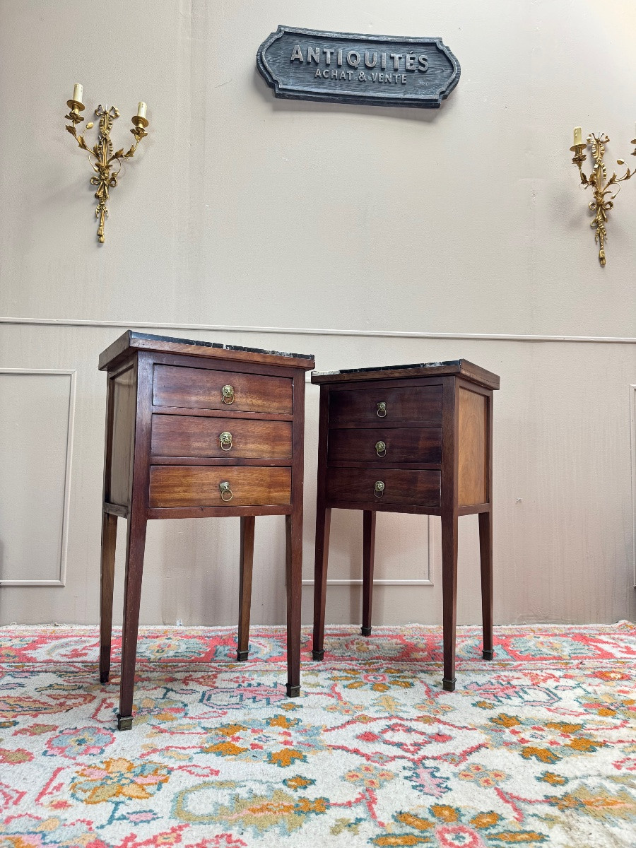 Paire de chevets en acajou de style Louis XVI XIX eme siècle -photo-3
