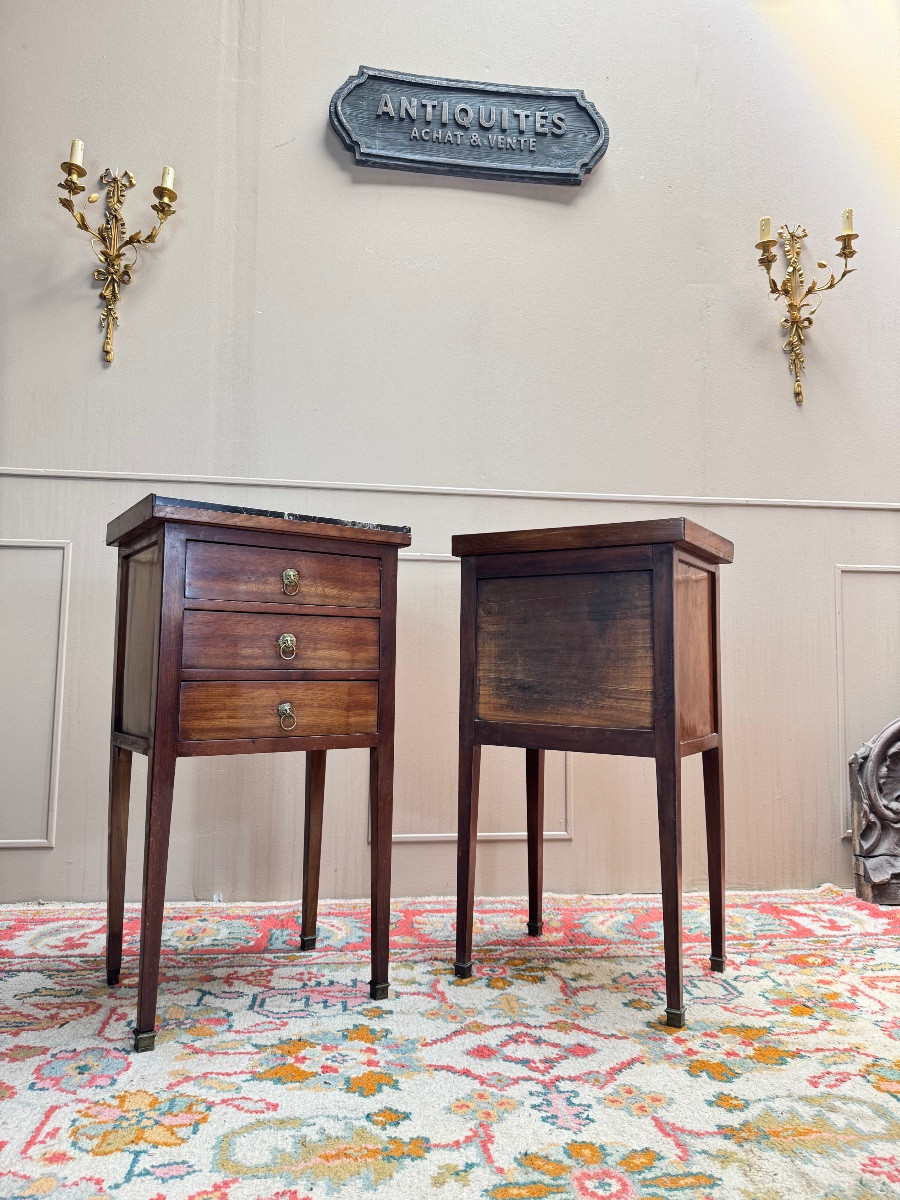 Paire de chevets en acajou de style Louis XVI XIX eme siècle -photo-5