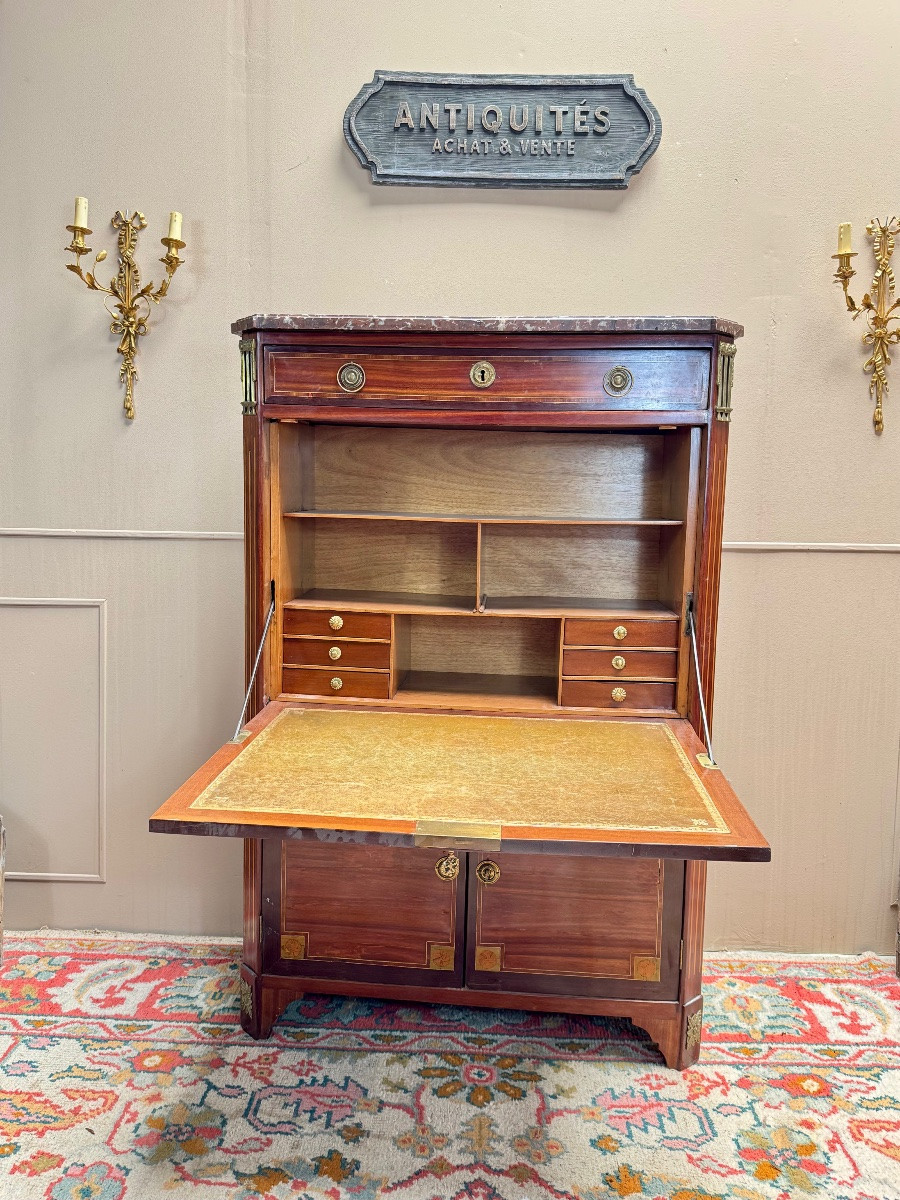 Fidelys Schey Louis XVI Period Marquetry Secretary, 18th Century -photo-2