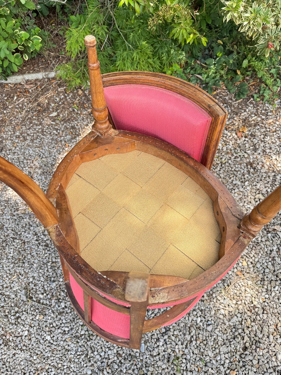Paire de fauteuils en noyer d’époque Directoire XVIII eme siècle -photo-5