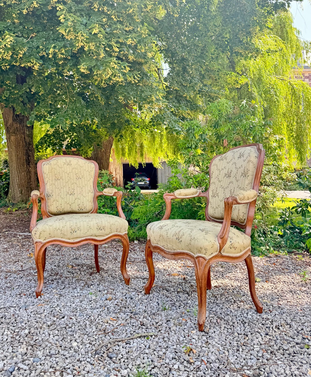 ARMAND Henry Suite de trois fauteuils estampillés d’époque Louis XV XVIII eme siècle -photo-4
