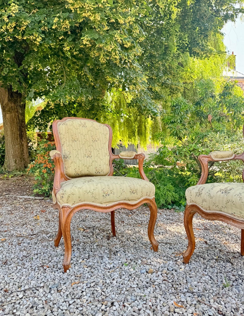 ARMAND Henry Suite de trois fauteuils estampillés d’époque Louis XV XVIII eme siècle -photo-1