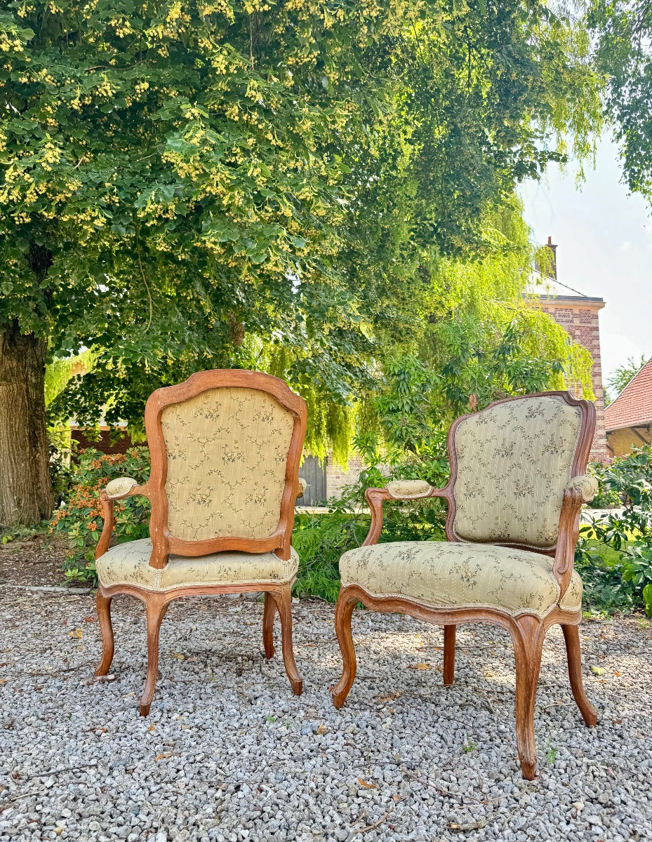 ARMAND Henry Suite de trois fauteuils estampillés d’époque Louis XV XVIII eme siècle -photo-2