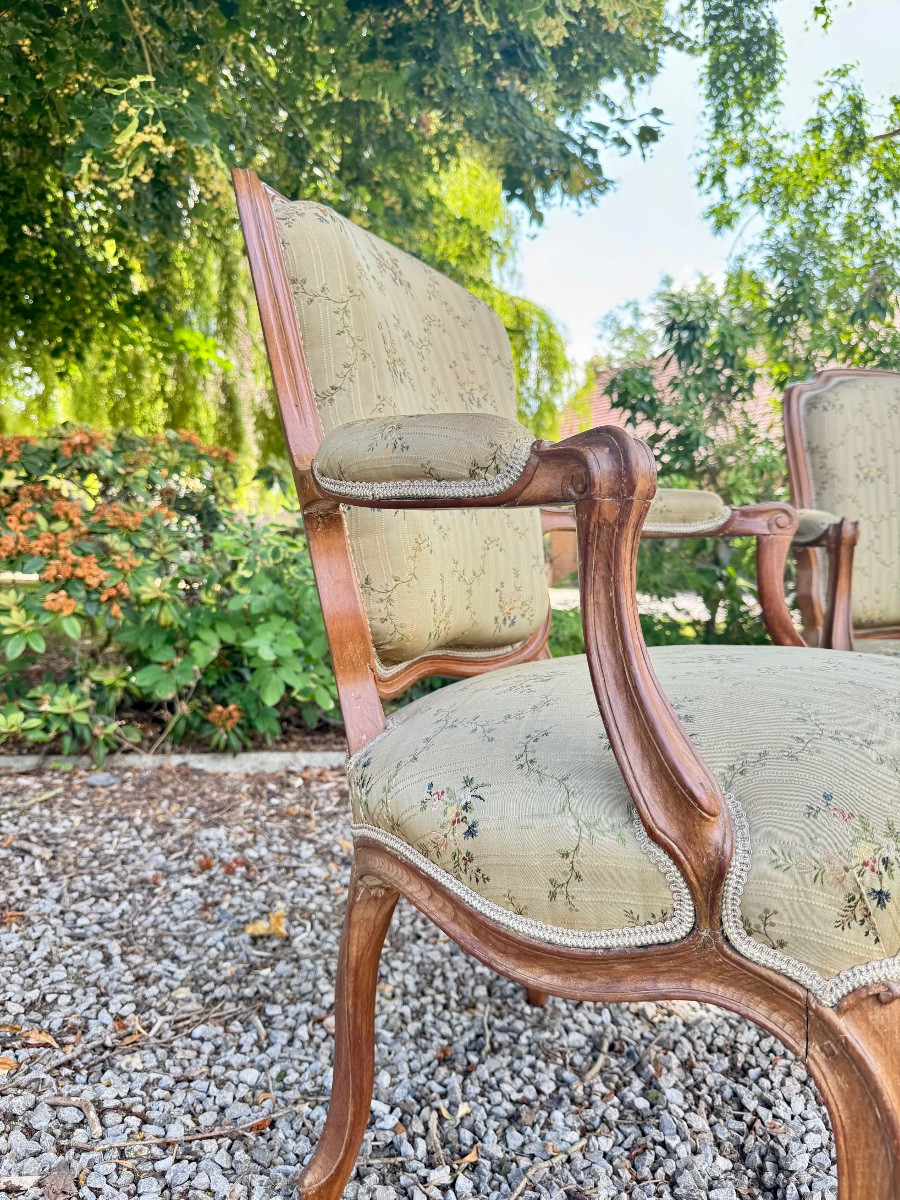 ARMAND Henry Suite de trois fauteuils estampillés d’époque Louis XV XVIII eme siècle -photo-5