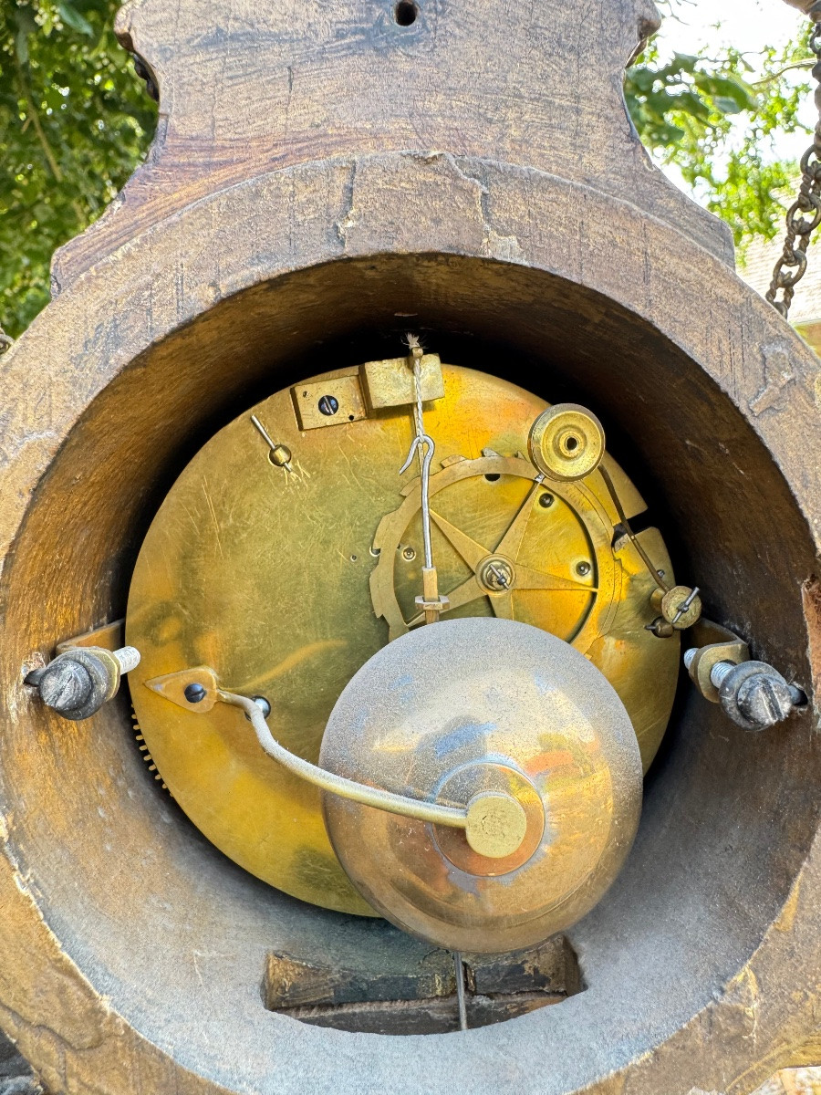 Pendule portique en bois doré et noirci d’époque Louis XVI -photo-5
