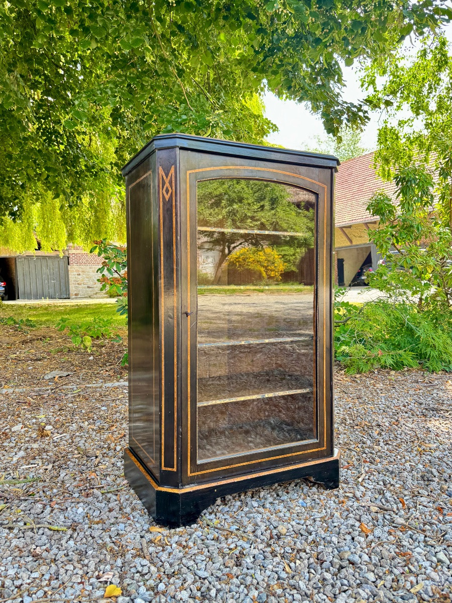 Blackened Wooden Display Case From The Napoleon III Period, 19th Century -photo-2