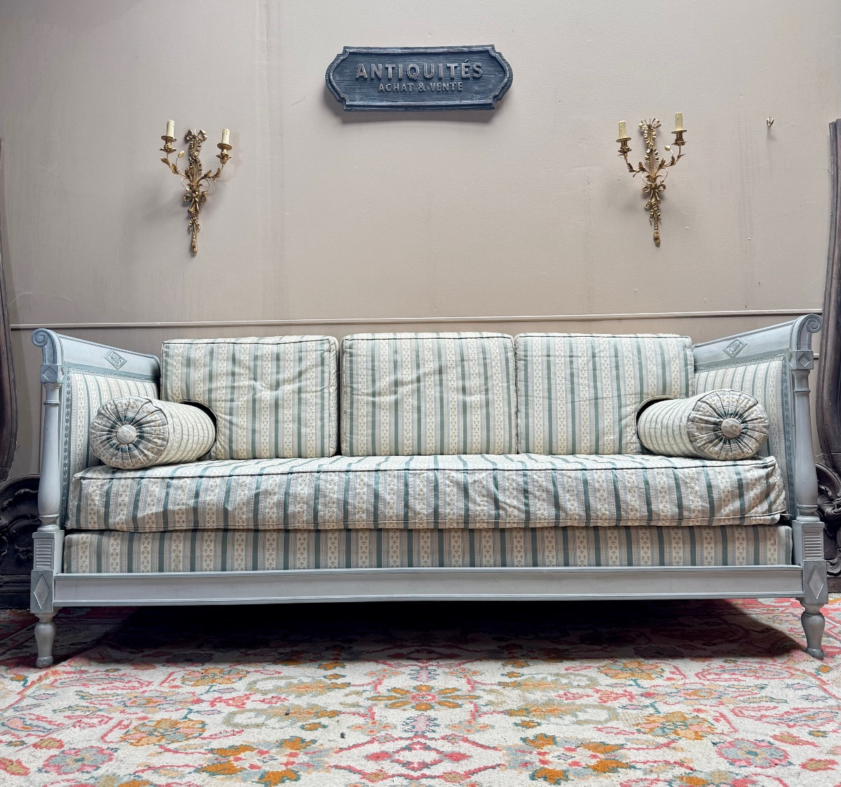 Lit de repos en bois laqué de style directoire XIX eme siècle 