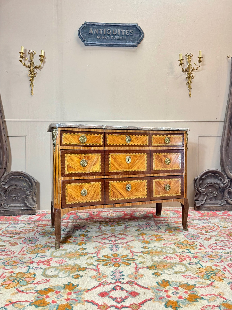 18th Century Transitional Period Marquetry Chest Of Drawers -photo-2