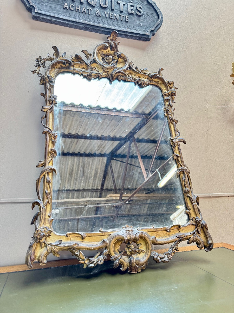 Louis XV Period Wooden And Gilded Stucco Mirror, 18th Century -photo-2