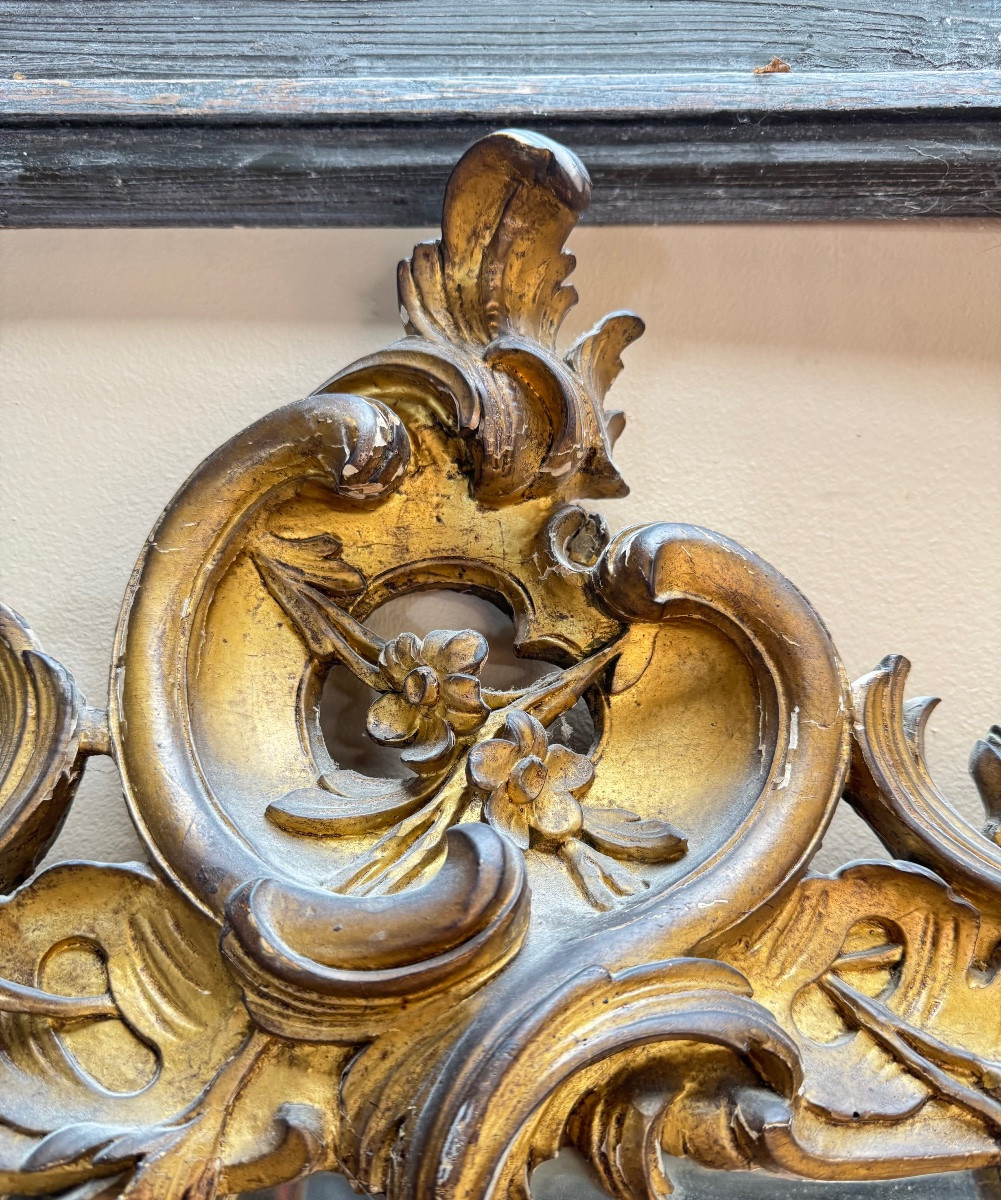 Louis XV Period Wooden And Gilded Stucco Mirror, 18th Century -photo-4