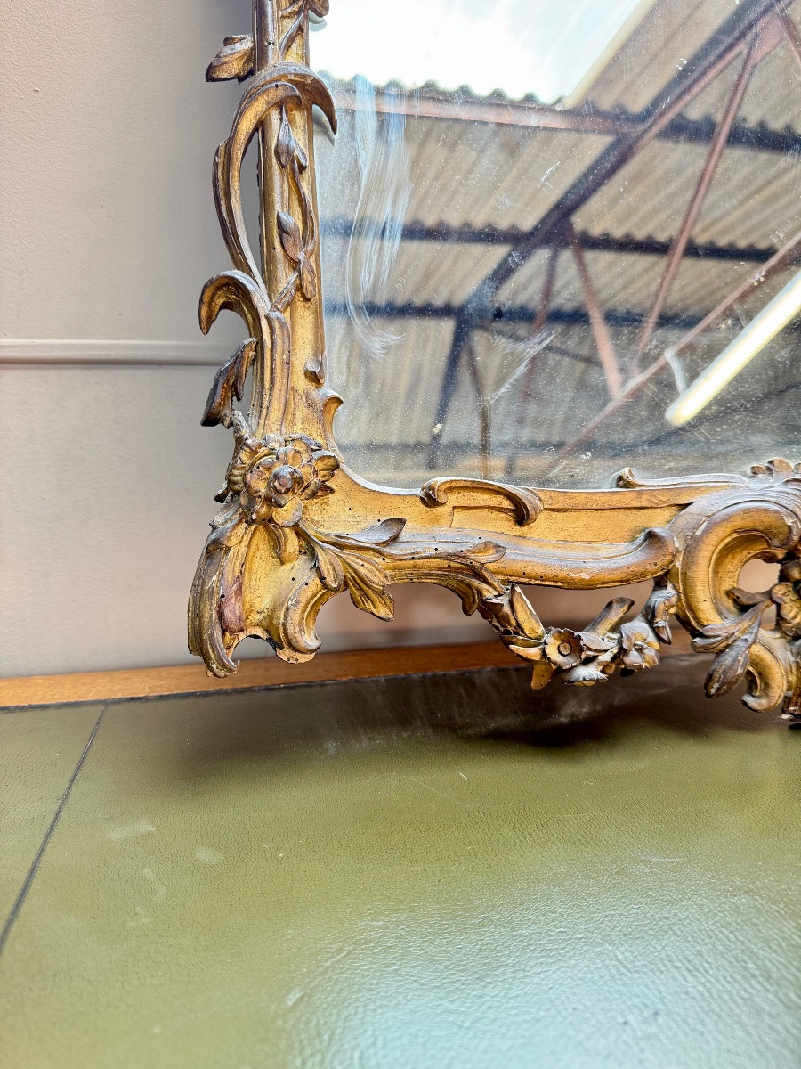Louis XV Period Wooden And Gilded Stucco Mirror, 18th Century -photo-2