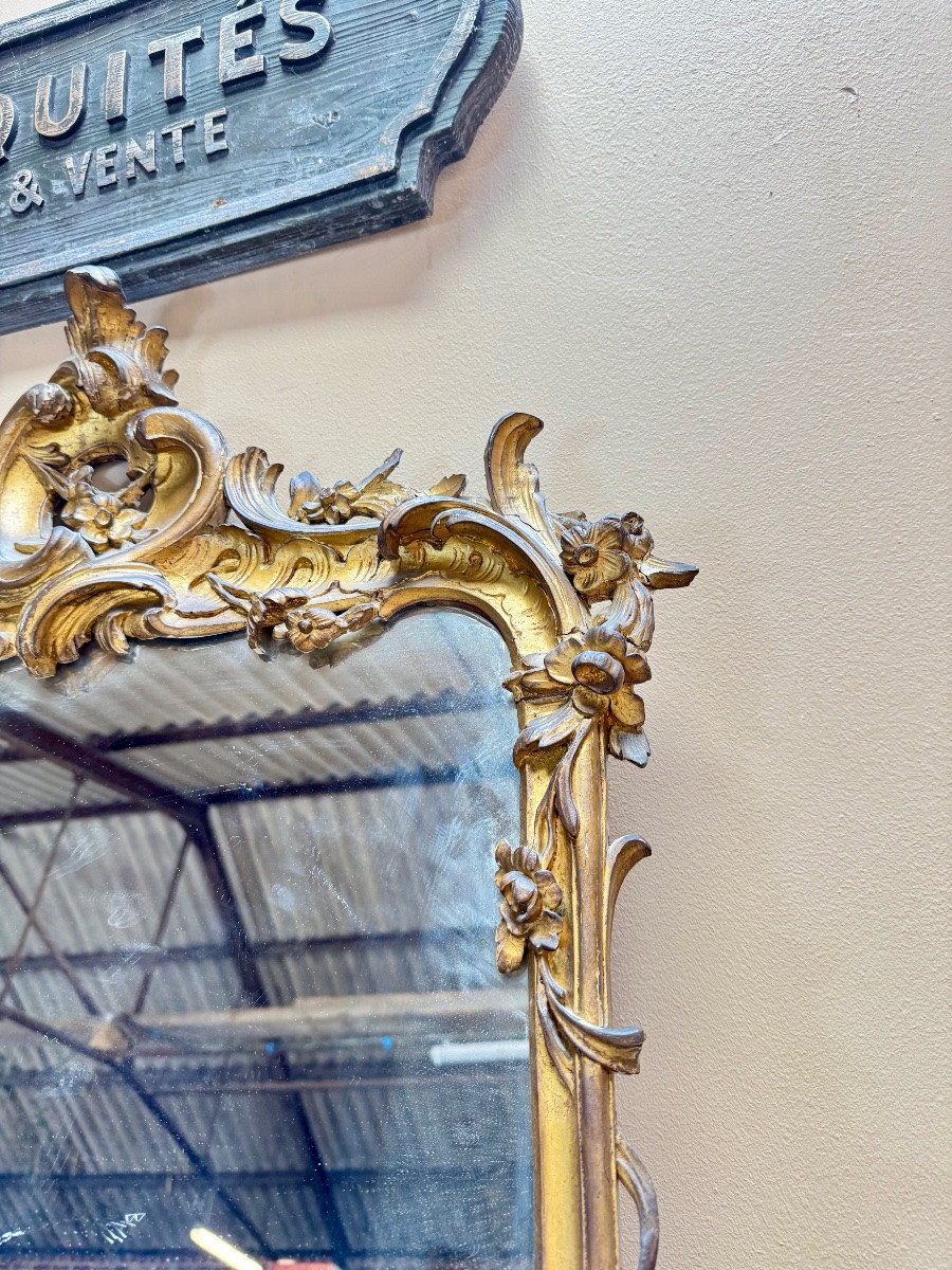 Louis XV Period Wooden And Gilded Stucco Mirror, 18th Century -photo-4