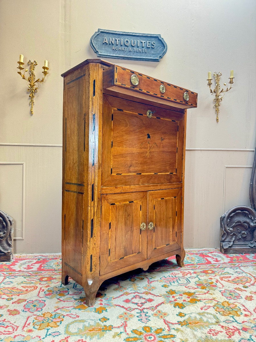 Secrétaire en noyer d’époque Louis XVI XVIII eme siècle -photo-2