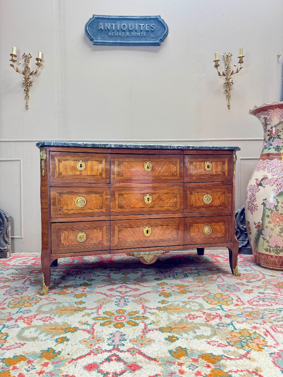 Jean François LAPIE commode en marqueterie d’époque transition XVIII eme siècle -photo-2