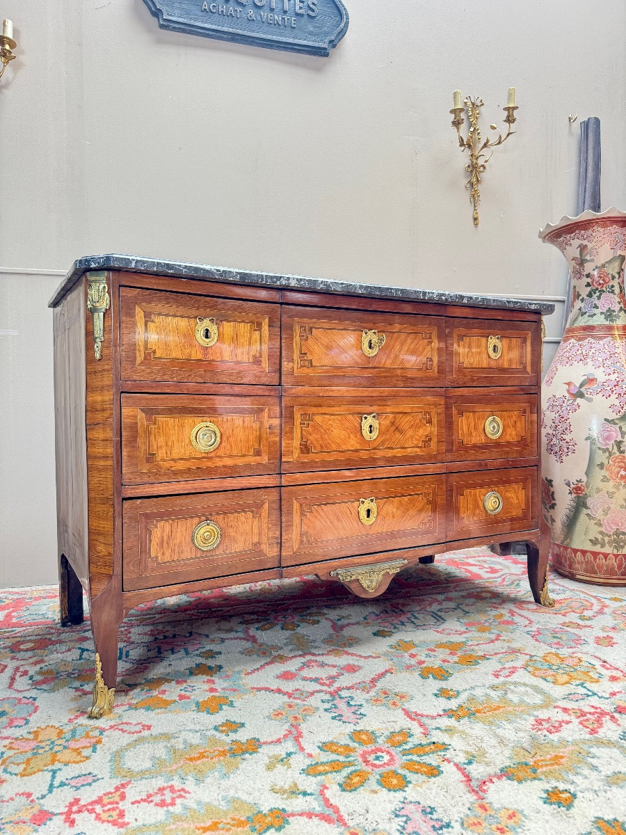 Jean François LAPIE commode en marqueterie d’époque transition XVIII eme siècle -photo-4
