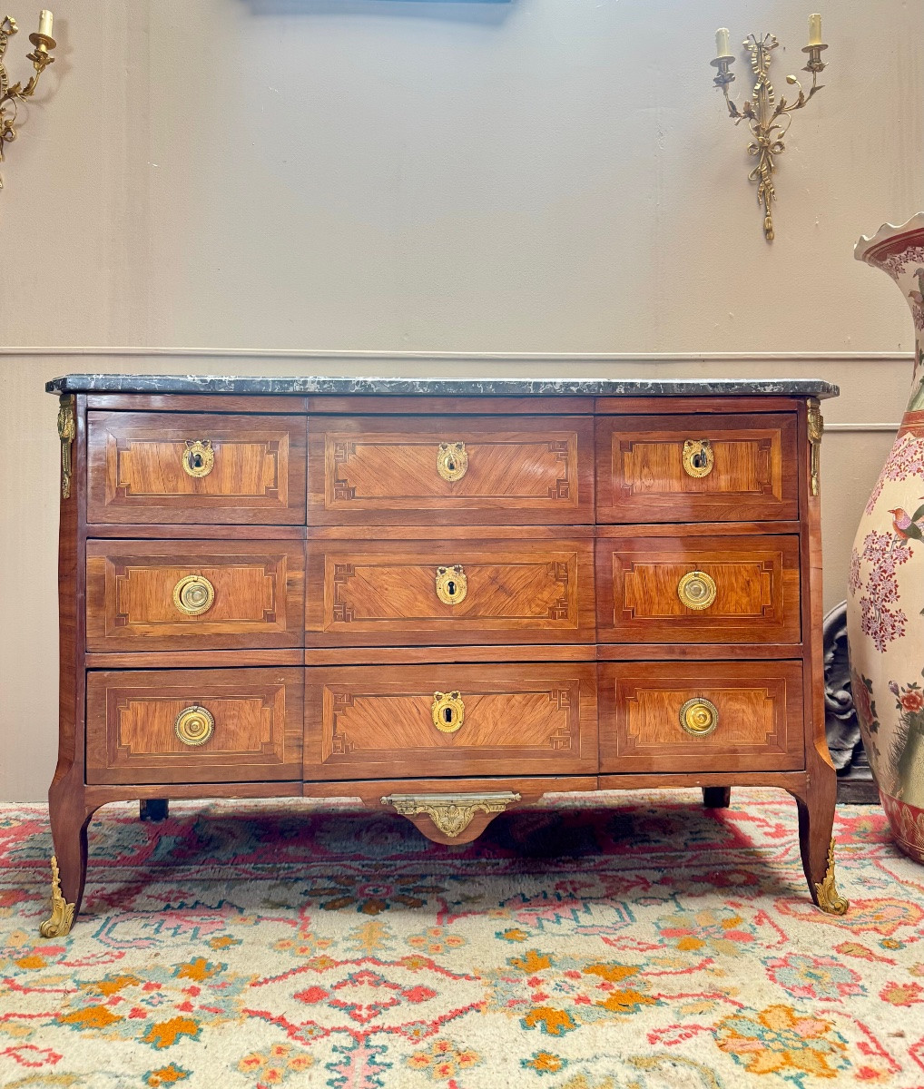 Jean François LAPIE commode en marqueterie d’époque transition XVIII eme siècle -photo-1