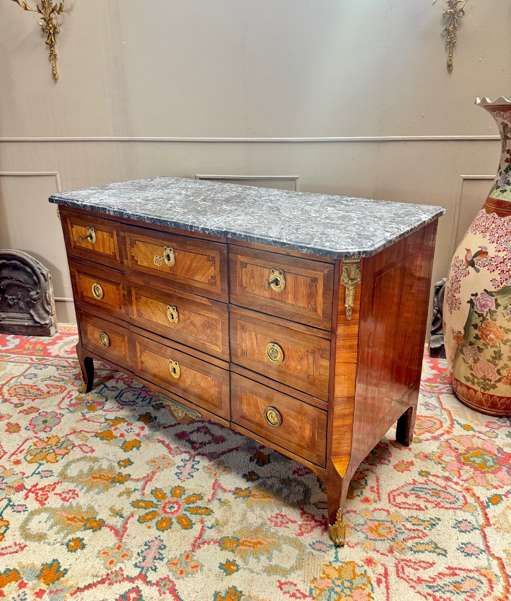 Jean François LAPIE commode en marqueterie d’époque transition XVIII eme siècle -photo-2
