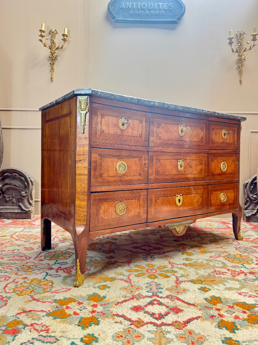 Jean François LAPIE commode en marqueterie d’époque transition XVIII eme siècle -photo-3