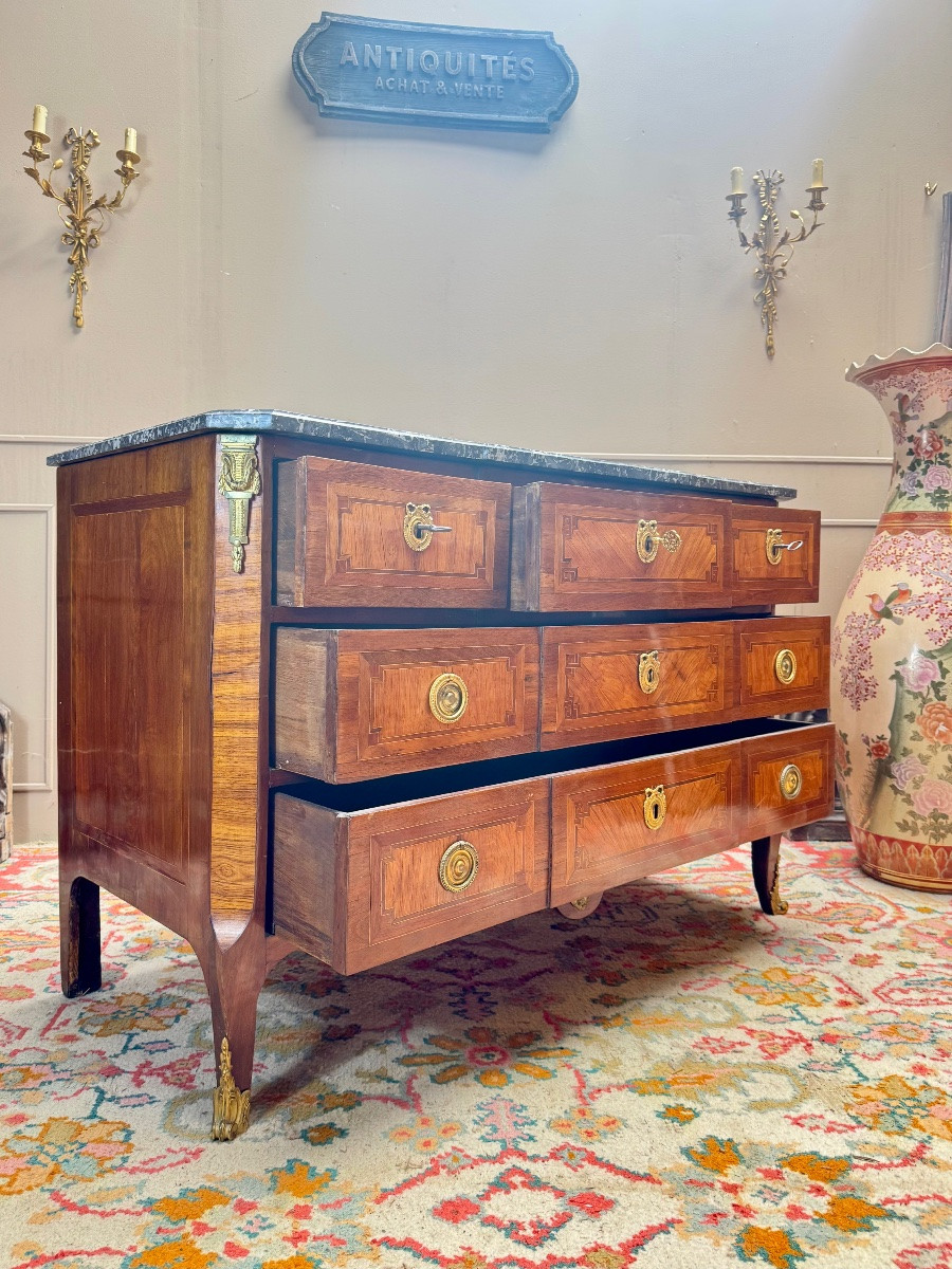 Jean François LAPIE commode en marqueterie d’époque transition XVIII eme siècle -photo-4