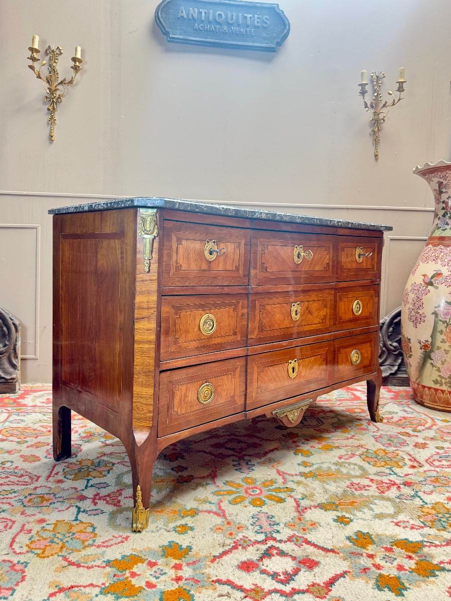 Jean François LAPIE commode en marqueterie d’époque transition XVIII eme siècle -photo-5