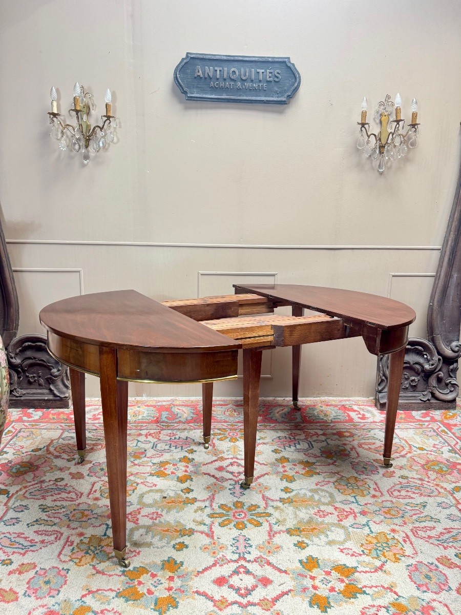 Louis XVI Style Mahogany Dining Room Table With Band, 19th Century, 4.35m -photo-3