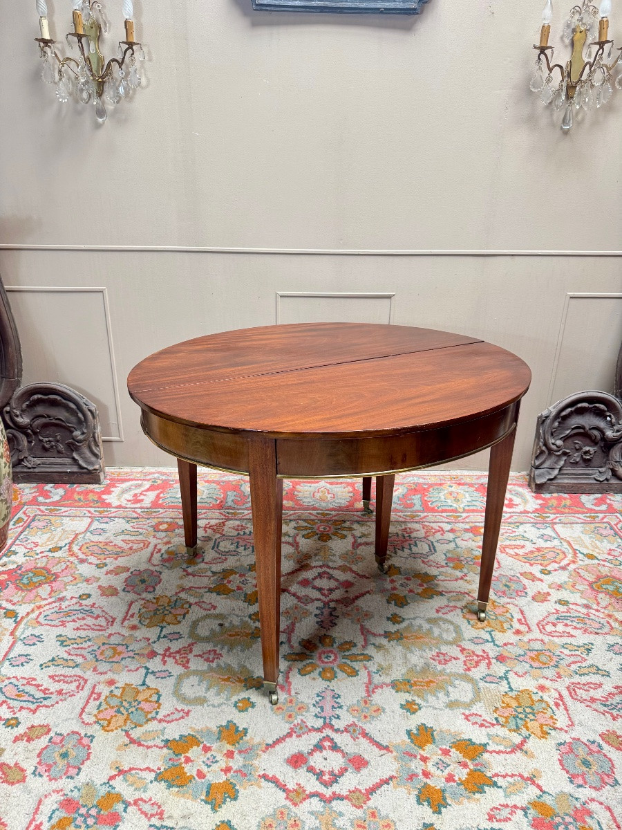 Louis XVI Style Mahogany Dining Room Table With Band, 19th Century, 4.35m -photo-4