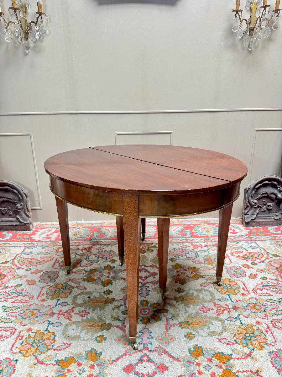 Louis XVI Style Mahogany Dining Room Table With Band, 19th Century, 4.35m -photo-1