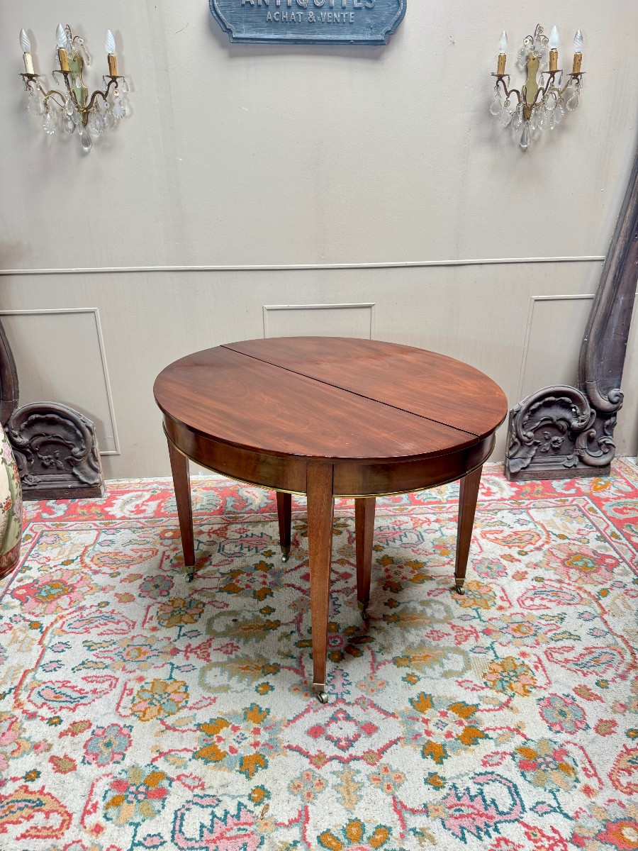 Louis XVI Style Mahogany Dining Room Table With Band, 19th Century, 4.35m -photo-4
