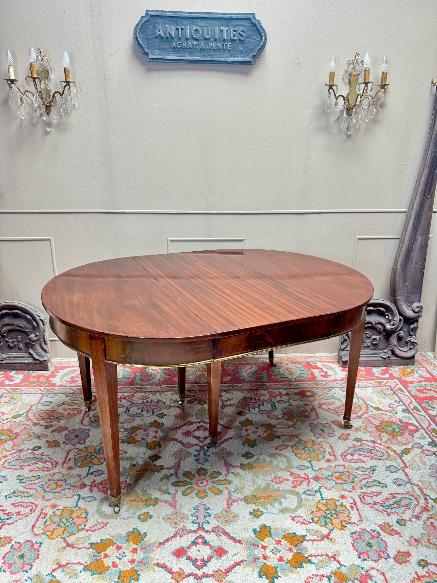 Louis XVI Style Mahogany Dining Room Table With Band, 19th Century, 4.35m 