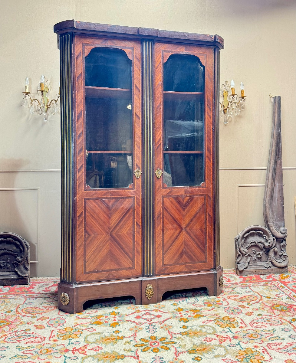 Bookcase In Marquetry From The Louis XVI 18th Century Period -photo-2