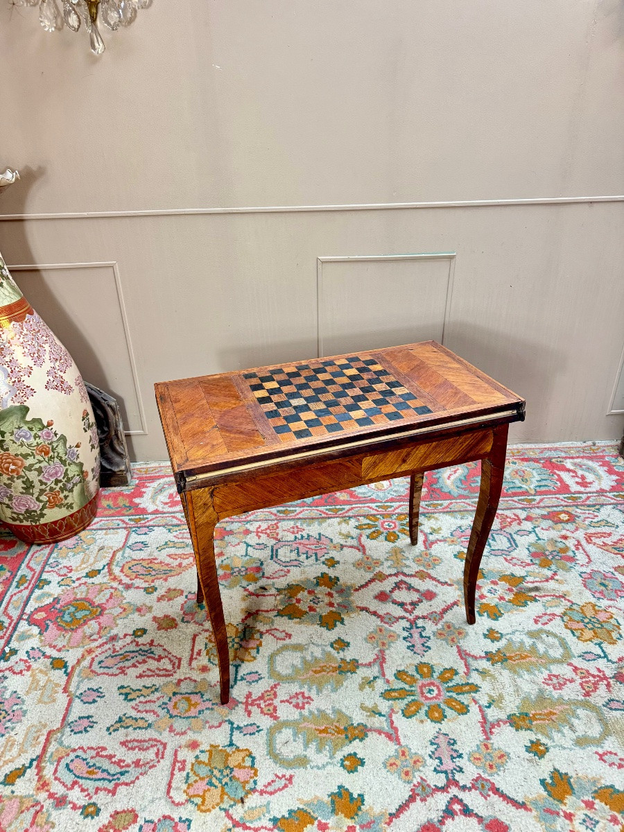 Sébastien Vié Louis XV Period Marquetry Games Table, 18th Century -photo-6