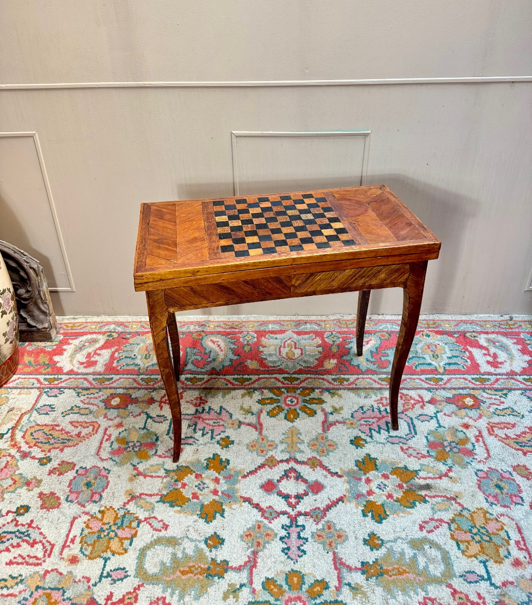 Sébastien Vié Louis XV Period Marquetry Games Table, 18th Century 