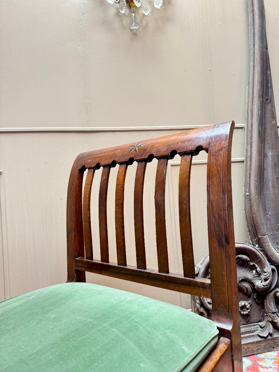 Banquette en acajou et marqueterie d’époque directoire XVIII eme siècle -photo-2