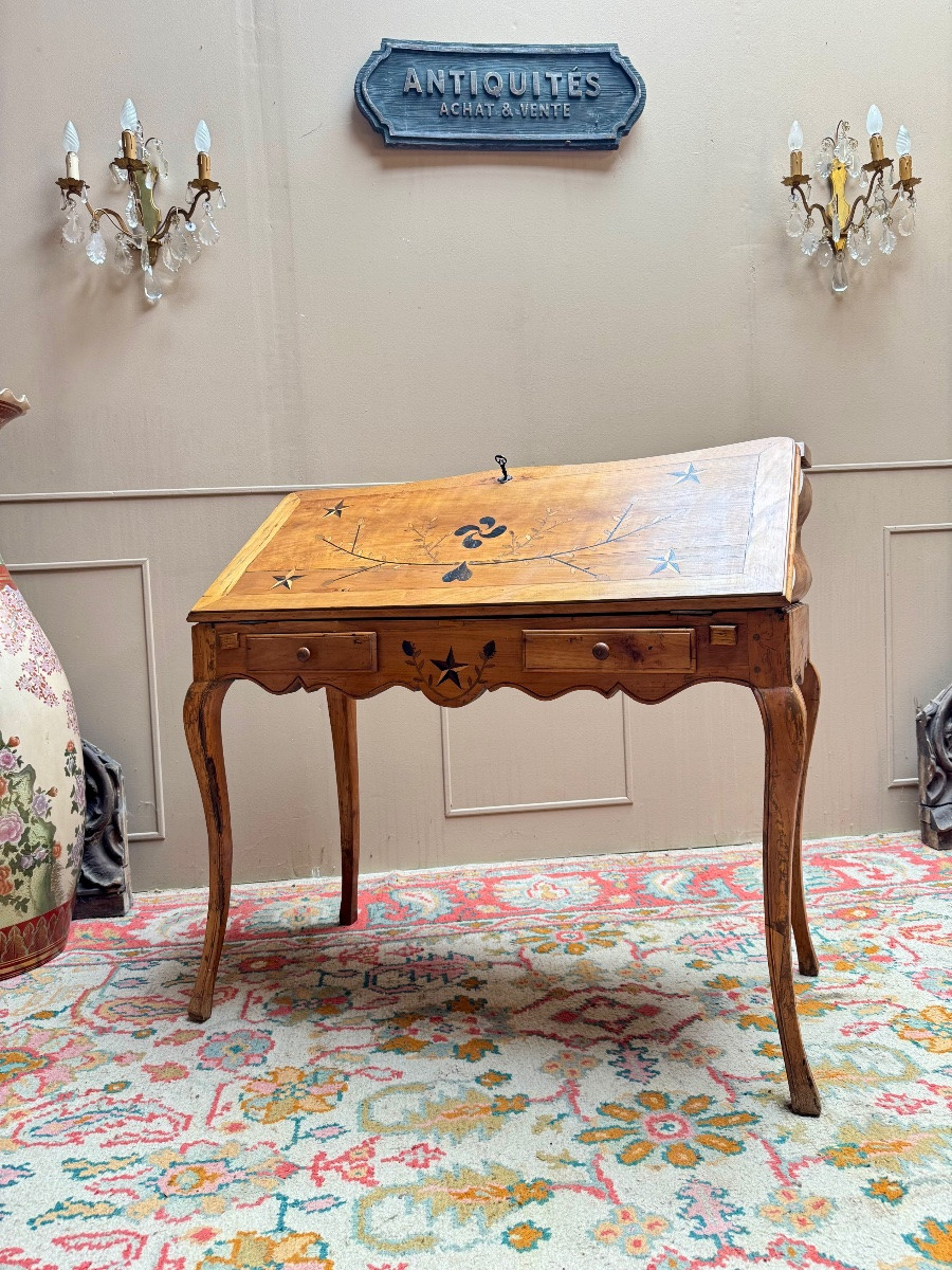 Sloping Desk In Natural Wood From The Louis XV 18th Century -photo-5