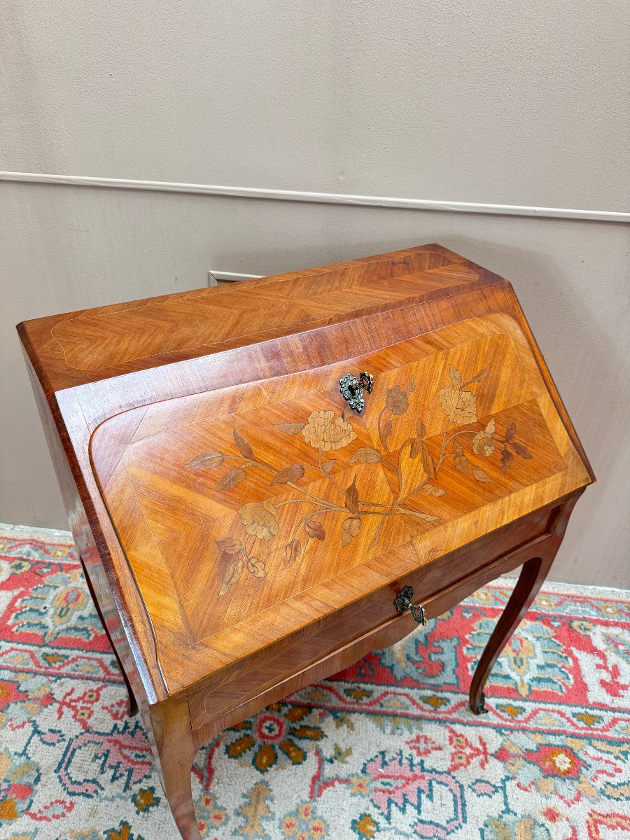 Bureau de pente en marqueterie de style Louis XV -photo-3