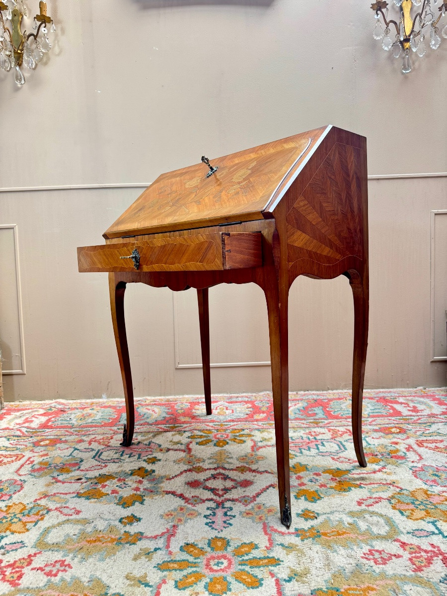 Bureau de pente en marqueterie de style Louis XV -photo-3