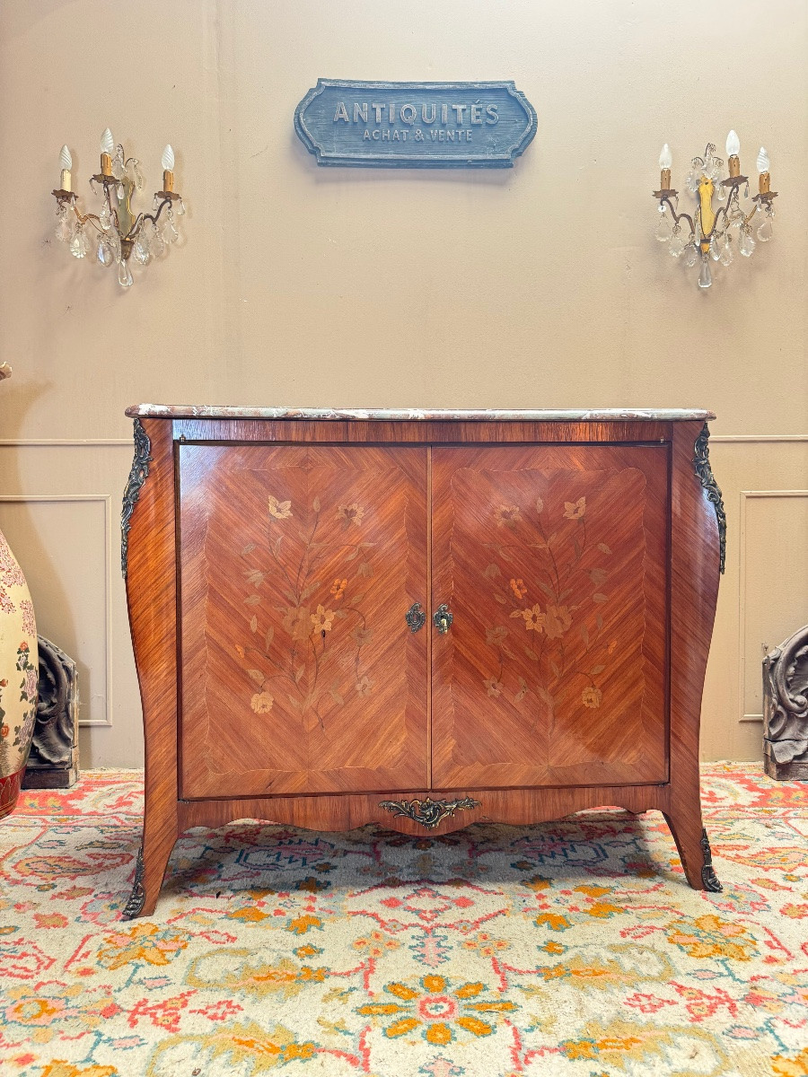 Buffet en marqueterie de fleur de style Louis XV-photo-2
