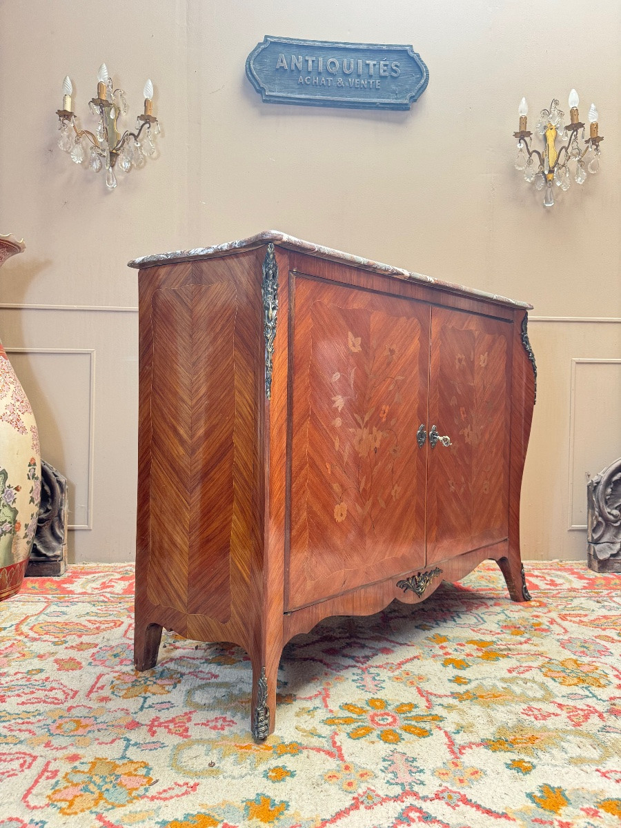 Buffet en marqueterie de fleur de style Louis XV-photo-3