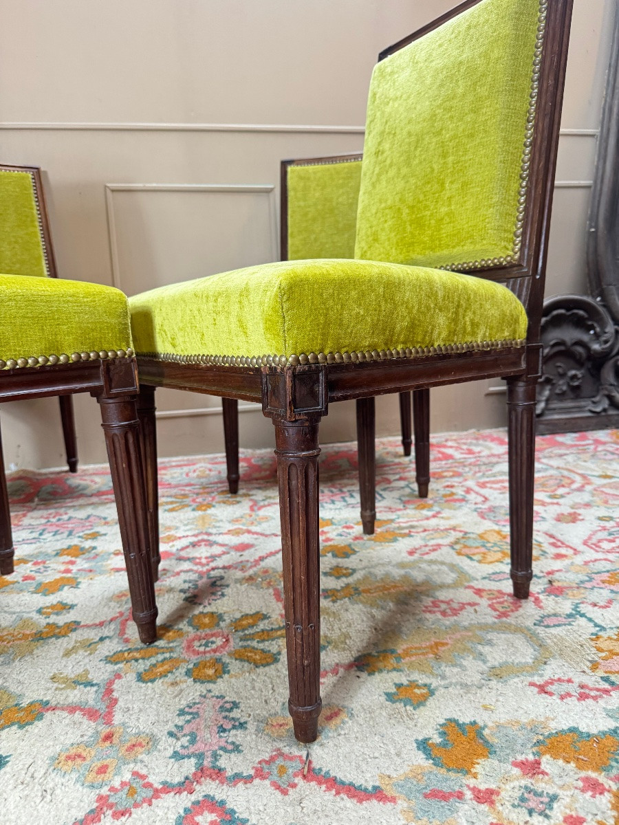 Set Of Four Louis XVI Mahogany Chairs, 18th Century -photo-4