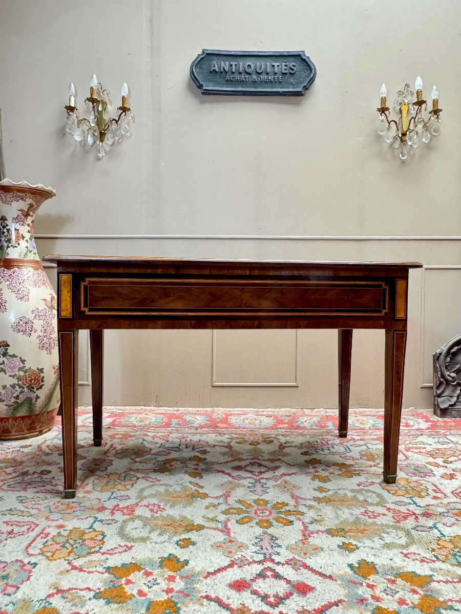 Table de milieu, bureau en marqueterie d’époque Louis XVI XVIII eme siècle -photo-6
