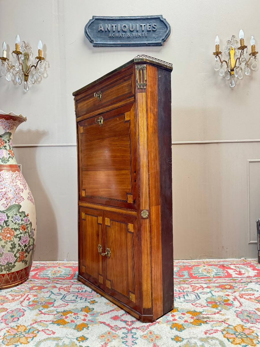 Tuart Jean-baptiste II Marquetry Woodwork Secretary Stamped From The Louis XVI Period-photo-2