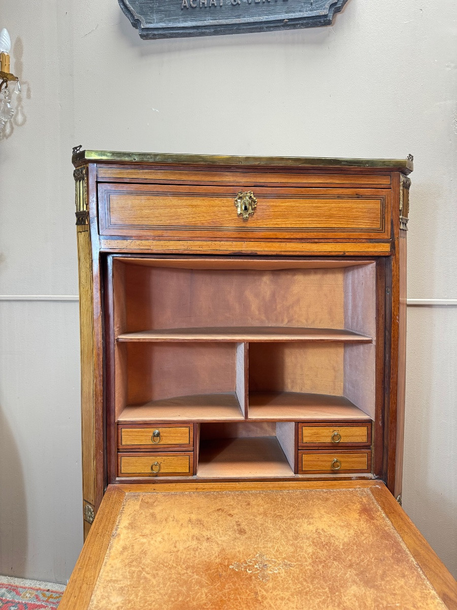 Tuart Jean-baptiste II Marquetry Woodwork Secretary Stamped From The Louis XVI Period-photo-4