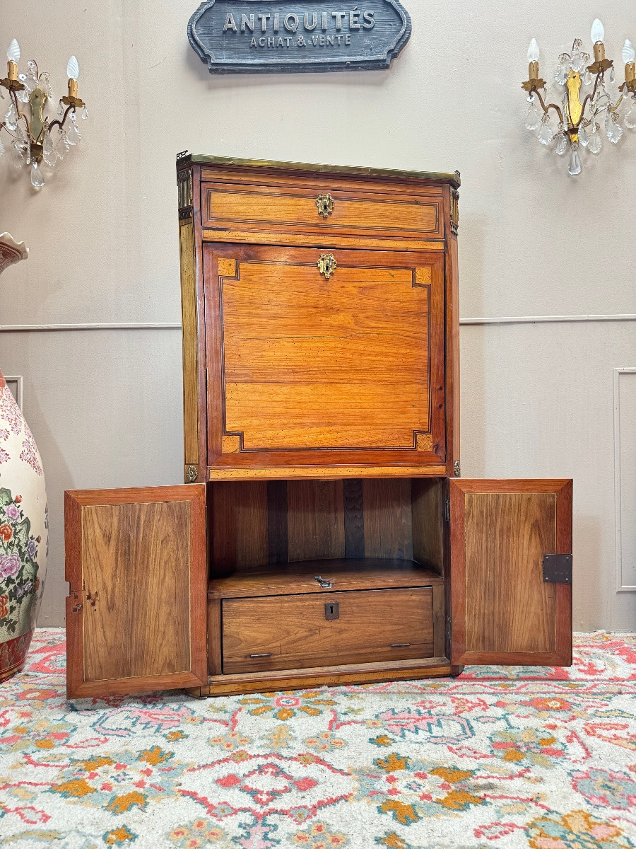 Tuart Jean-baptiste II Marquetry Woodwork Secretary Stamped From The Louis XVI Period-photo-1
